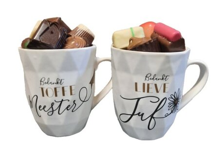 Tas leerkracht gevuld met pralines